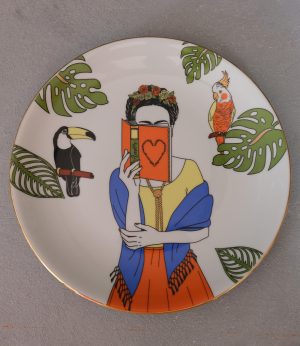 Mavi Şallı Frida Tabak