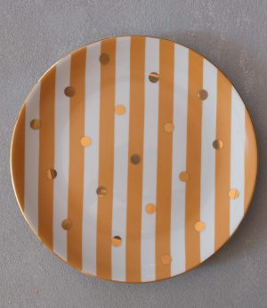 Kehribar Çizgili Altın Puantiyeli Tabak