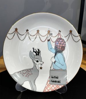 Geyikli Yıldız Toplayan Kız Tabak