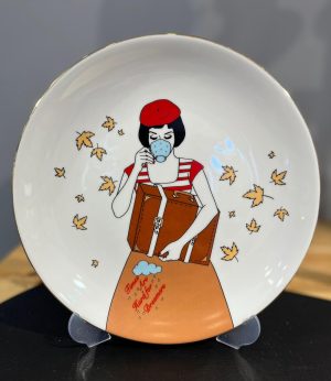 Bavullu Sonbahar Kız Tabak